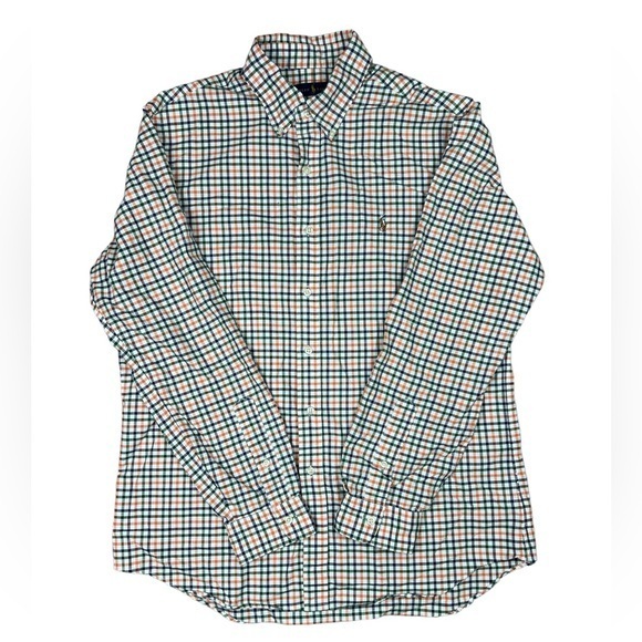 Ralph Lauren Dress Shirt Long Sleeve Button Down Mens Large 100% Cotton Checker - Picture 3 of 11